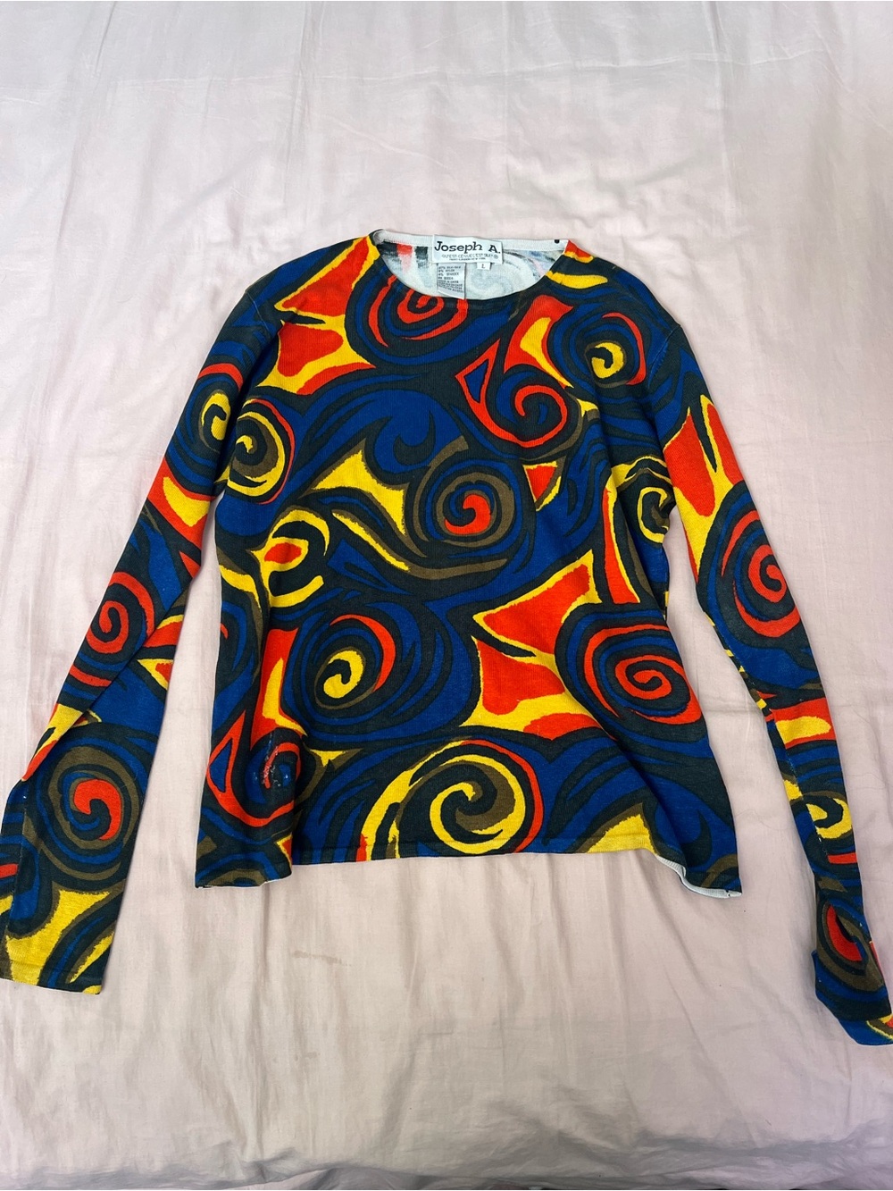 Joseph A Multicolor Swirl Long-Sleeve Top - Blue/Red/Yellow